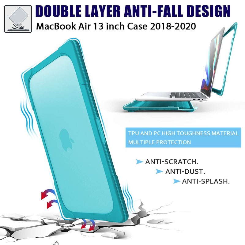 Mektron for MacBook Pro 13 Case M1 M2 A2338 A2289 A2251 2022 2021 2020 Release, Heavy Duty Slim Hard Shell Dual Layer Protective Cover with Fold Kickstand Pro 13 inch Touch Bar & Touch ID, Sky Blue - Image 5